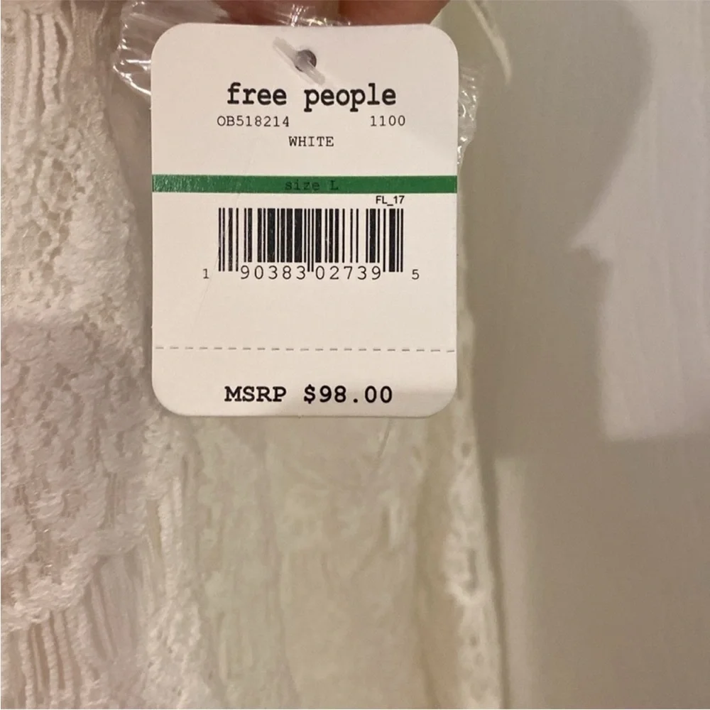 Free People Ivory Lace Mini Dress Open Back NWT Romantic Cottagecore Size Large